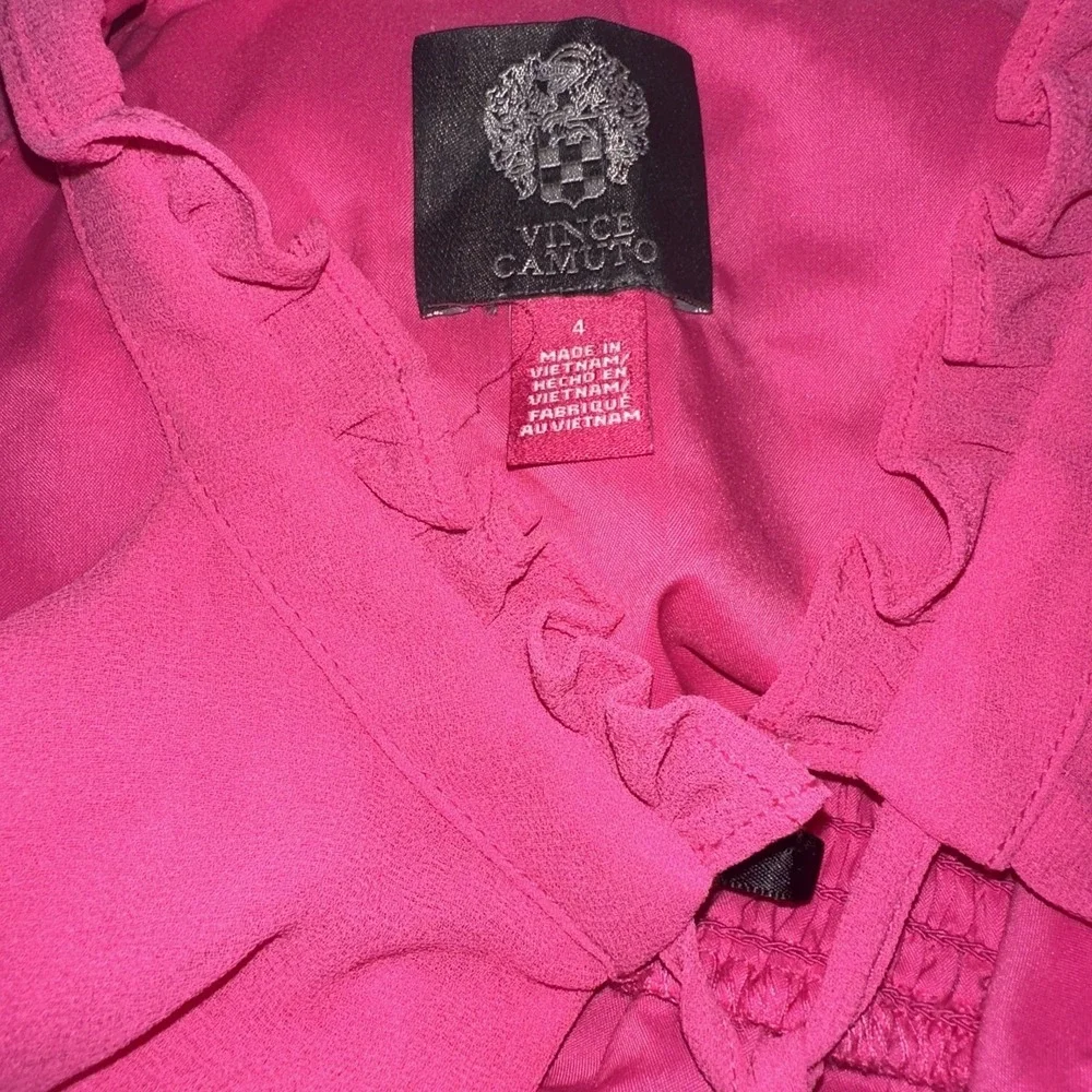 Vince Camuto NWT mini chiffon halter Dress sz 4pink tiered elastic waist Ruffled